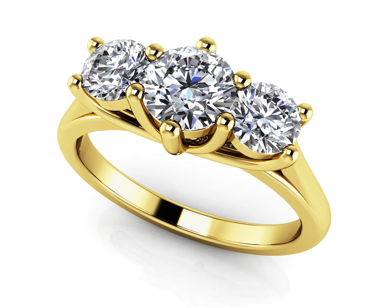 10 Prong Three Stone Diamond Engagment Diamond Ring with 1.00 ct. (0.50 ct. center diamond) - Image 2