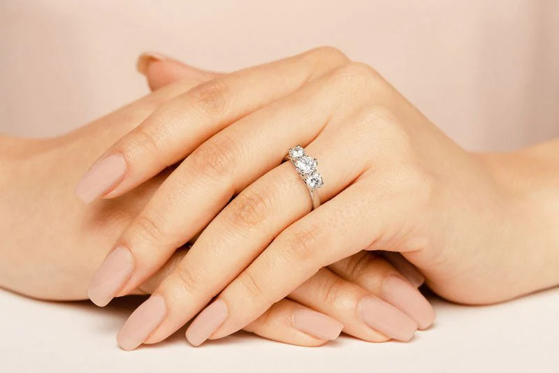 10 Prong Three Stone Diamond Engagment Lab-Grown Diamond Ring with 1.51 ct. (0.75 ct. center diamond) - Image 3