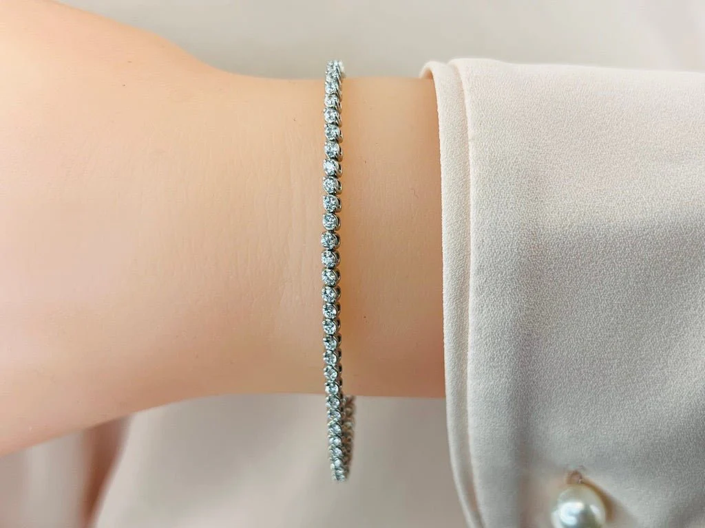 2 Prong Brilliant Round Diamond Tennis Bracelet with 2.04 ct.(finished) 1.9mm - Image 3