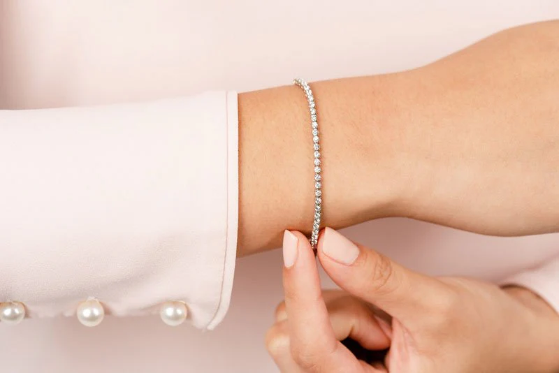 2 Prong Brilliant Round Diamond  Tennis Bracelet with 2.96 ct.(finished) 2.4mm - Image 4