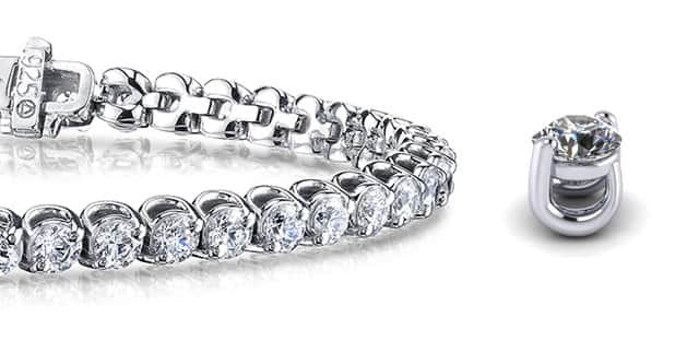 2 Prong Brilliant Round Diamond Tennis Bracelet with 7.96 ct.(finished) 3.8mm