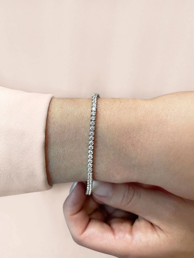 2 Prong Set Round Diamond Tennis Bracelet with 4.14 ct.(finished) 2.5mm - Image 3