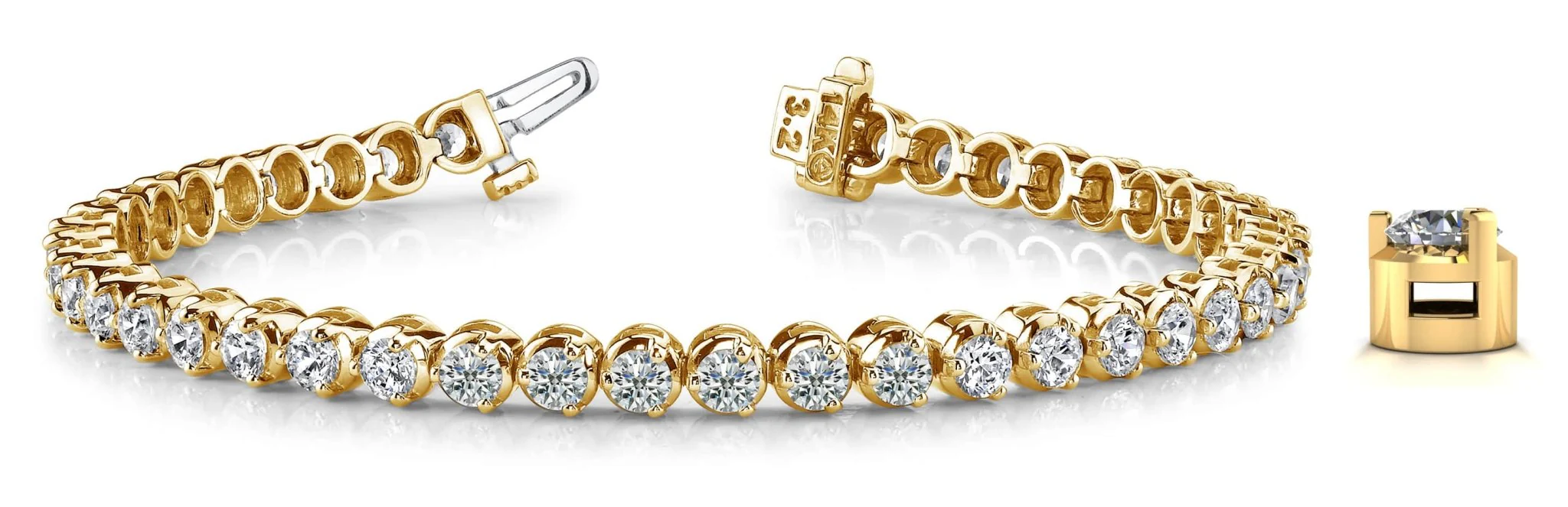 3 Prong Dreams Diamond Tennis Bracelet with 3.30 ct.(finished) 2.5mm - Image 5