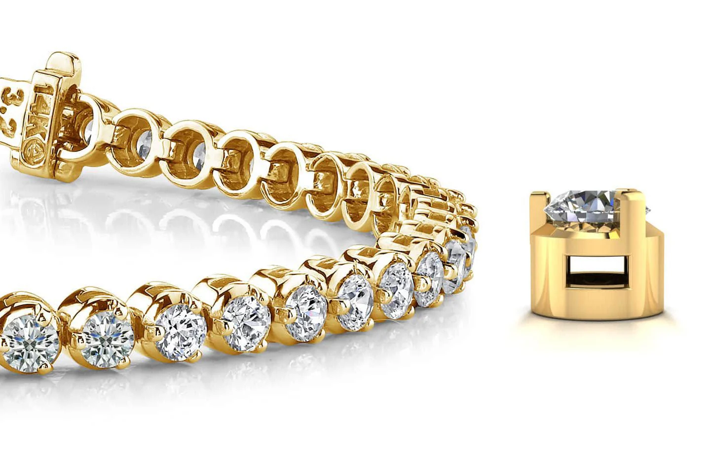 3 Prong Dreams Diamond Tennis Bracelet with 9.00 ct.(finished) 4mm - Image 2