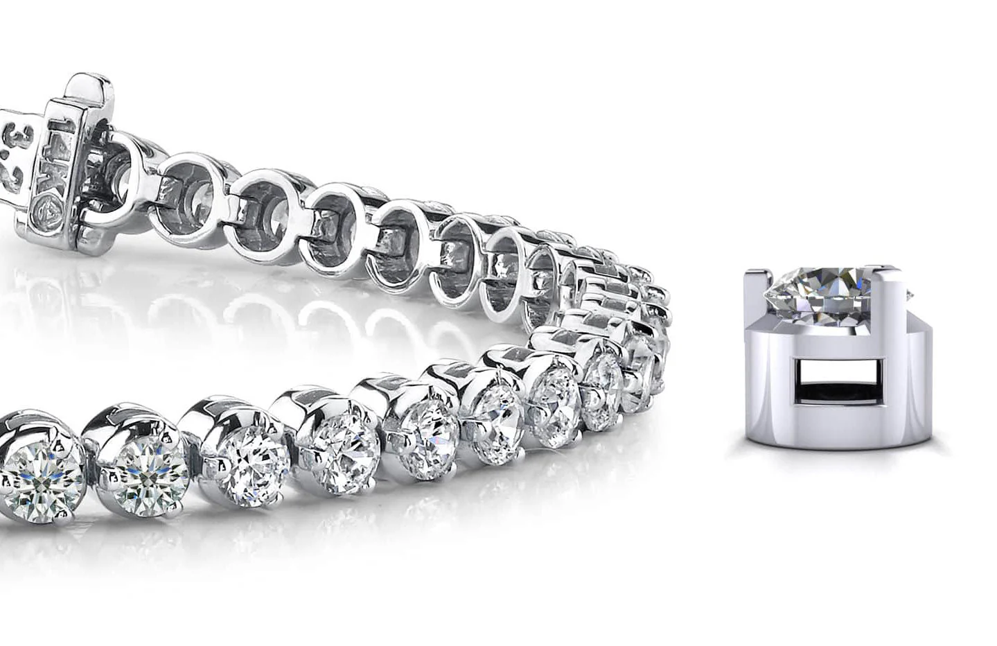 3 Prong Dreams Lab-Grown Diamond Tennis Bracelet with 9.00 ct.(finished) 4mm