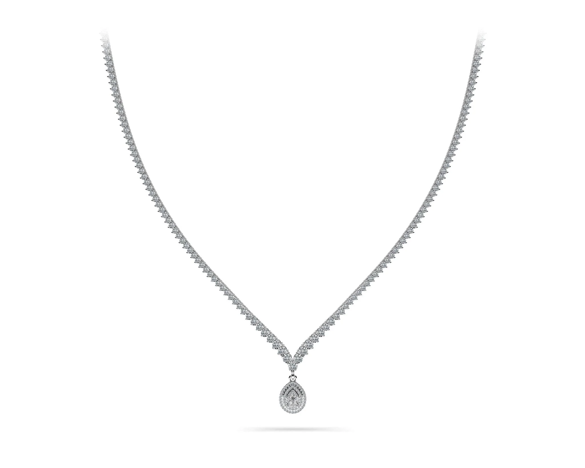 3 Prong Graduated V Diamond Necklace with 11.06 ct.(finished) - Image 3