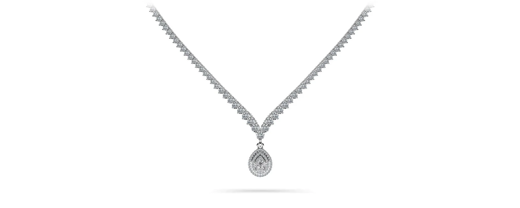 3 Prong Graduated V Diamond Lab-Grown Diamond Necklace with 9.54 ct.(finished)