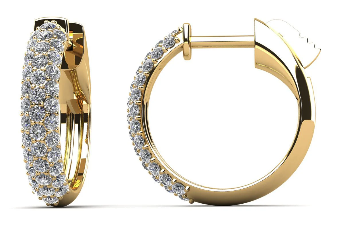 3 Rows Brilliant Cut Huggie Diamond Hoops Diamond  with 0.59 ct.(finished) 1.2mm - Image 2