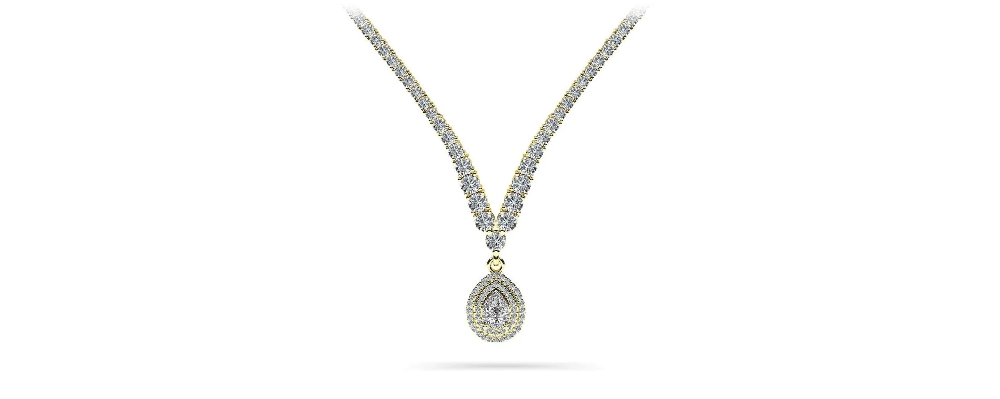 4 Prong Graduated V Diamond Necklace with 8.19 ct.(finished) - Image 2