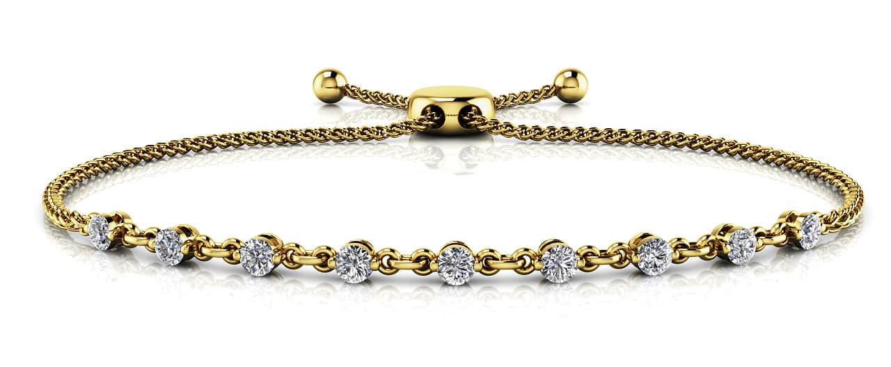 Adjustable Diamond And Chain Link Slider Lab-Grown Diamond Bracelet with 1.28 ct.(finished) 3.5mm - Image 2