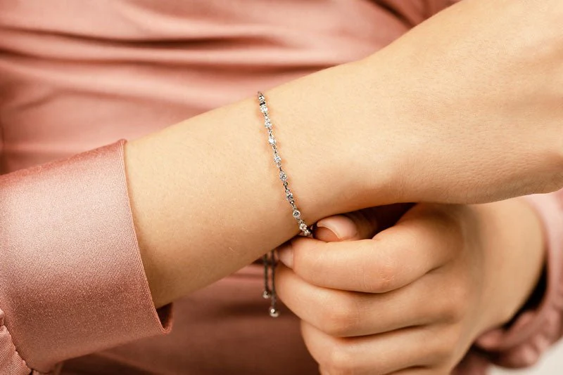 Adjustable Diamond And Chain Link Slider Lab-Grown Diamond Bracelet with 1.28 ct.(finished) 3.5mm - Image 4