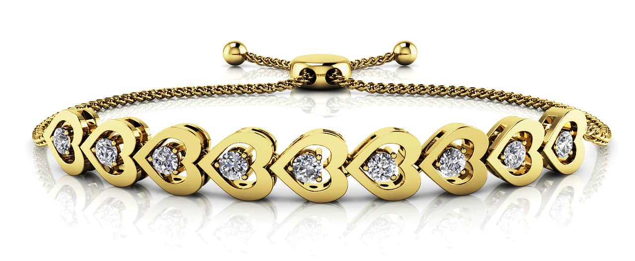 Adjustable Diamond Heart Link Diamond Bracelet with 0.54 ct.(finished) 2.7mm - Image 2