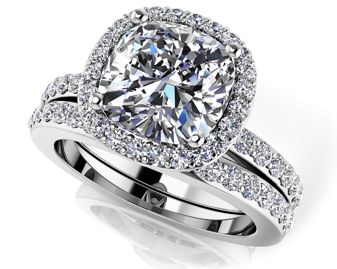 Adoring Love Wedding Set Diamond with 1.08 ct. (0.50 ct. center diamond)