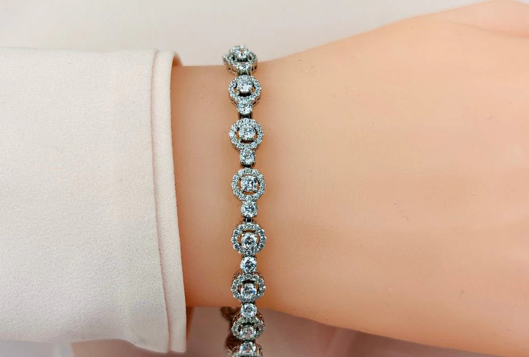 All Diamond Circle Link Diamond Bracelet with 8.00 ct.(finished) 1.5mm, 3.5mm - Image 3