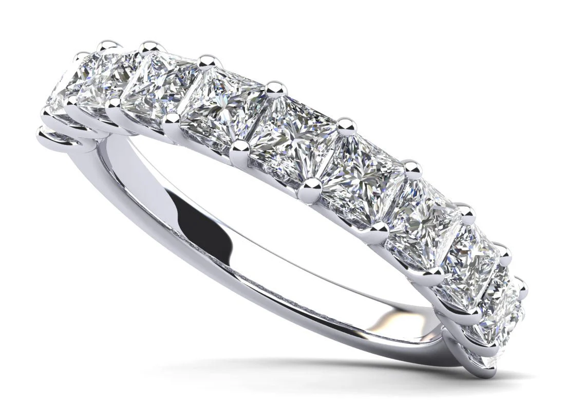 All Sparkle Princess Cut Diamond Anniversary Diamond Ring with 1.71 ct.(finished) 3mm
