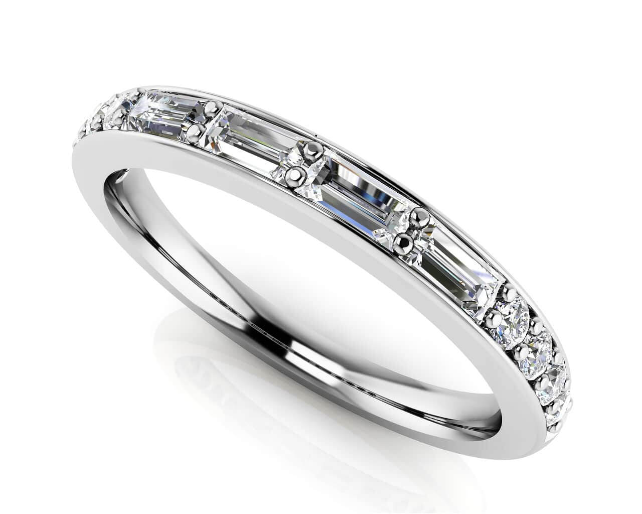 Alluring Baguette And Round Diamond Anniversary Band Lab-Grown Diamond with 0.46 ct.(finished) 3.2x1.5mm, 1.7mm
