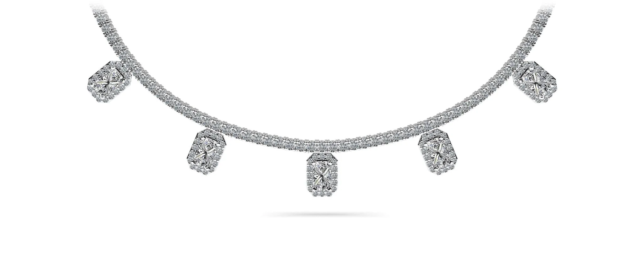 Alluring Diamond Tennis Diamond Necklace with 9.36 ct.(finished) 6x4mm, 1mm, 2.2mm