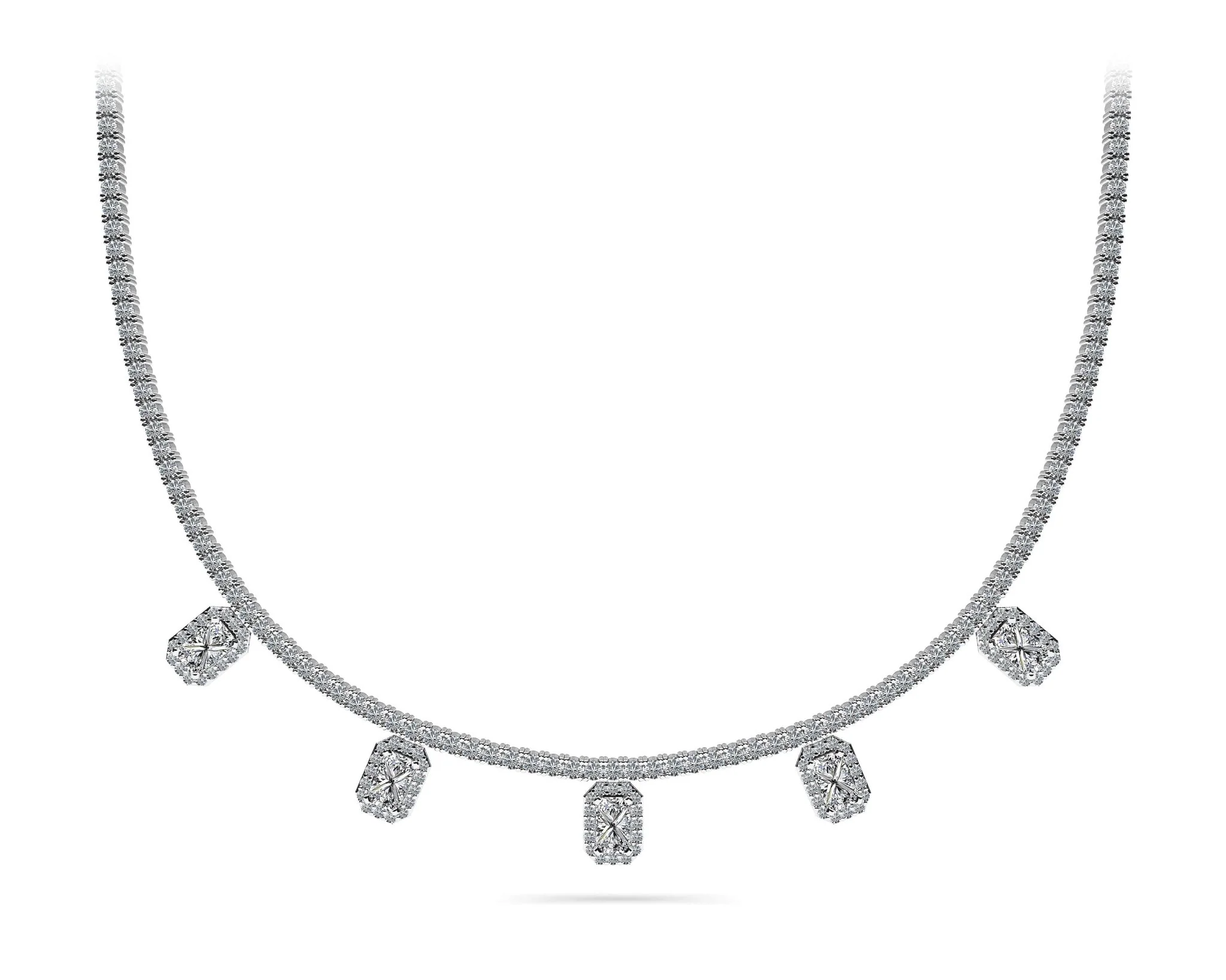 Alluring Diamond Tennis Diamond Necklace with 9.36 ct.(finished) 6x4mm, 1mm, 2.2mm - Image 5