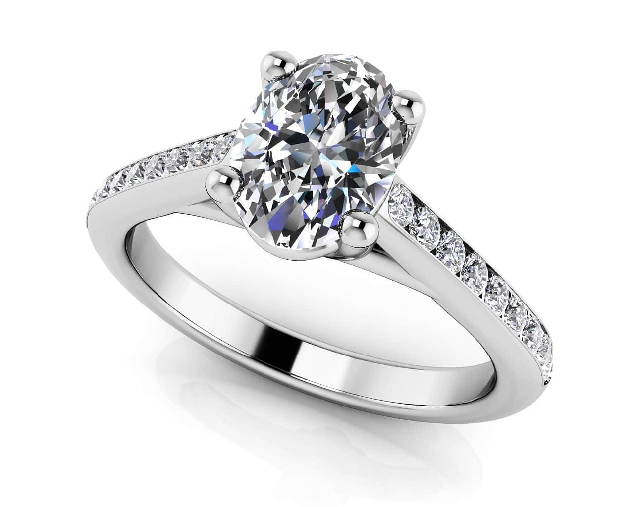 Alluring Oval Lab-Grown Diamond Engagement Ring with 0.80 ct. (0.60 ct. center diamond)