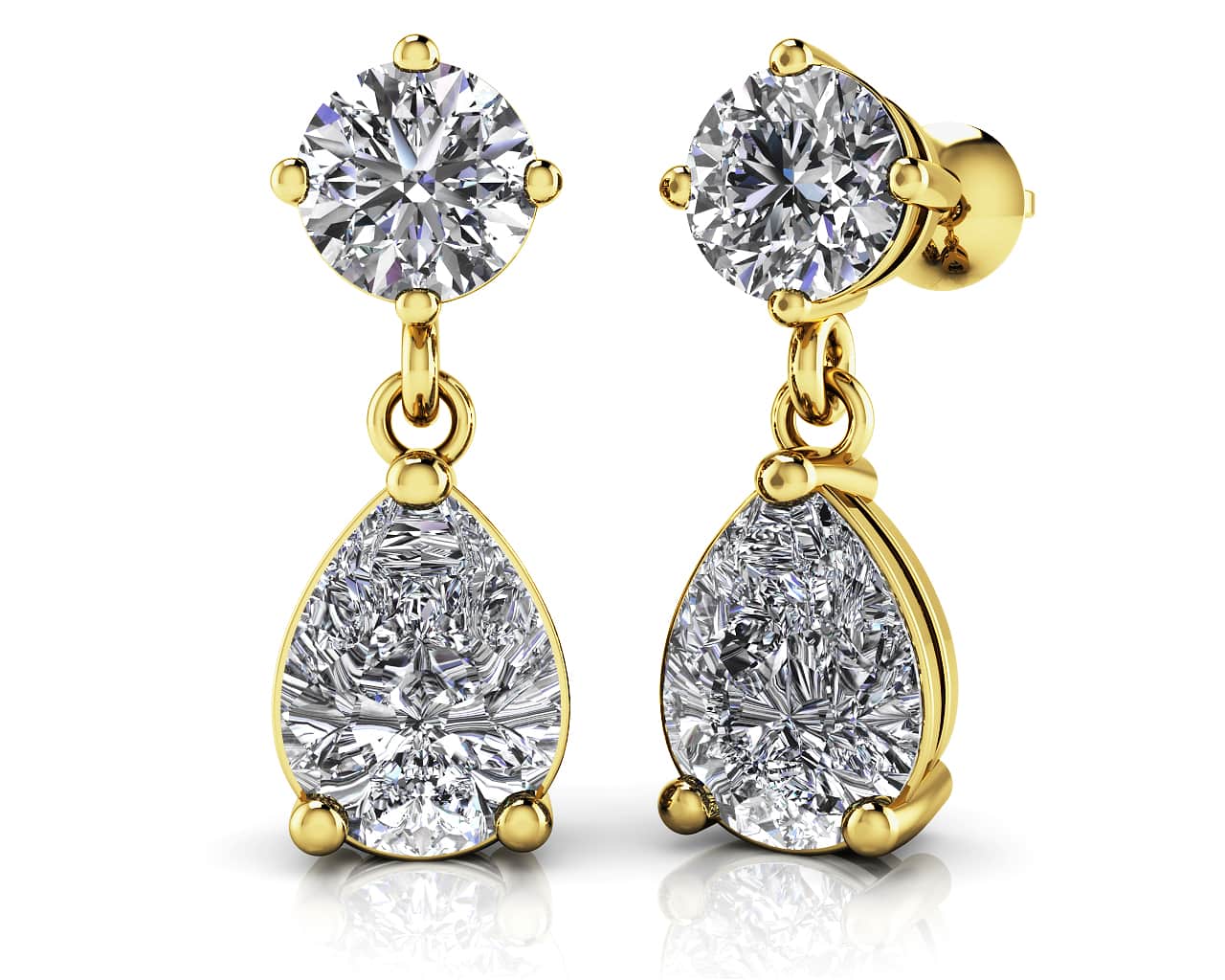 Alluring Round And Pear Shaped Drop Lab-Grown Diamond Earrings with 1.60 ct.(finished) 7x5mm, 4.25mm - Image 2