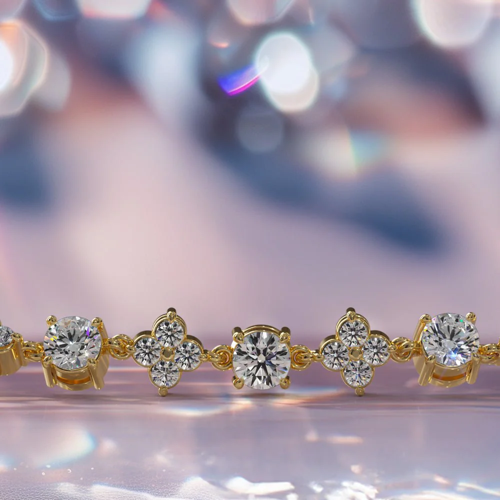 Alternating Clusters Diamond Necklace with 8.16 ct.(finished) 1.6mm, 3.5mm - Image 4
