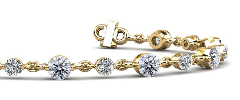 Alternating Diamond And Chain Link Diamond Bracelet with 3.15 ct.(finished) 3mm, 3.8mm - Image 2