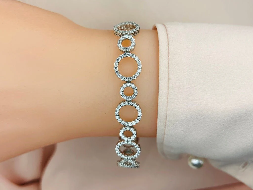 Alternating Diamond Circle Link Bracelet Lab-Grown Diamond with 5.22 ct.(finished) 1.6mm - Image 3