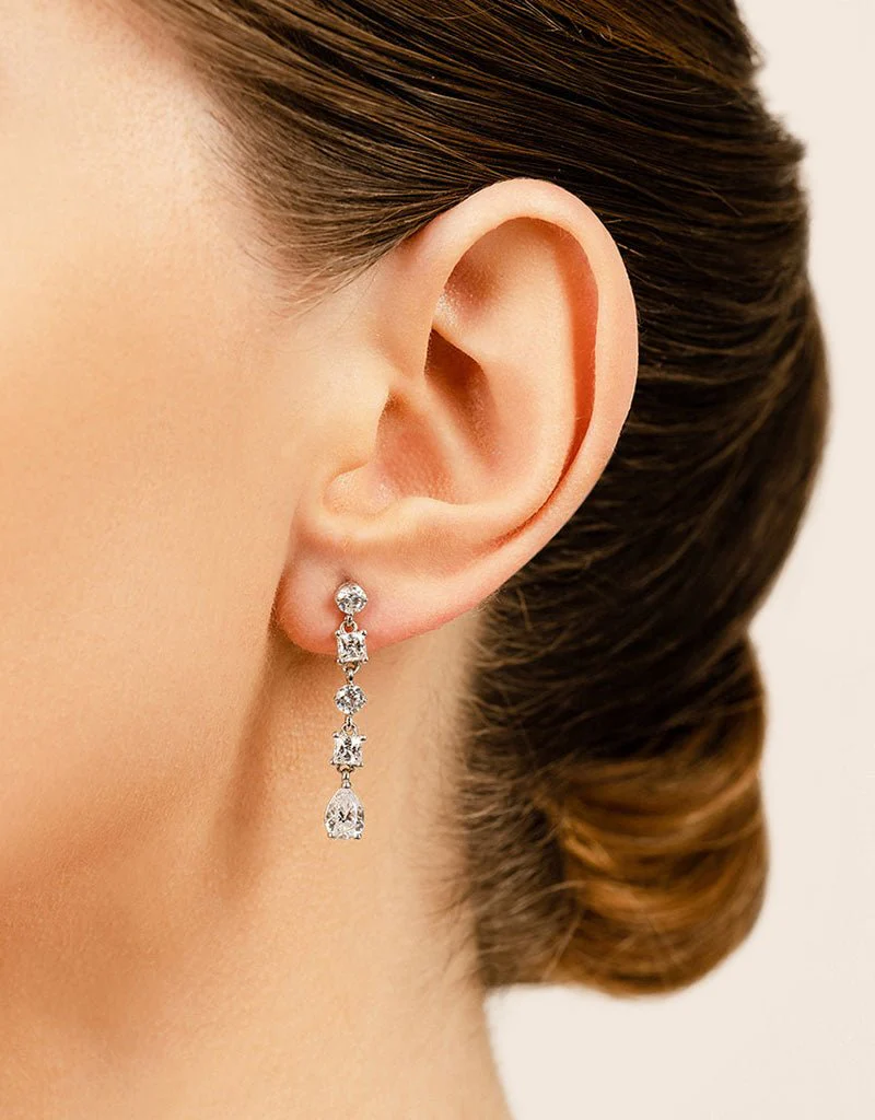Alternating Diamond Drop Lab-Grown Diamond Earrings with 2.92 ct.(finished) 7x5mm, 3.5mm, 3.8mm - Image 4