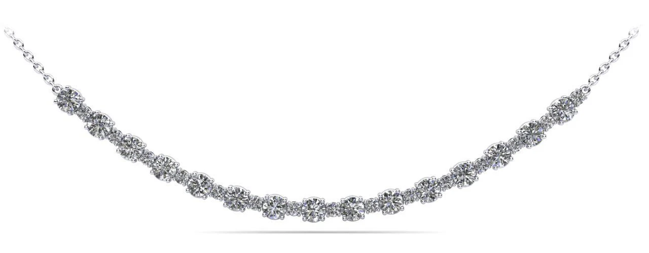 Alternating Diamond Tennis Diamond Necklace with 1.41 ct.(finished) 1.4mm, 2.6mm