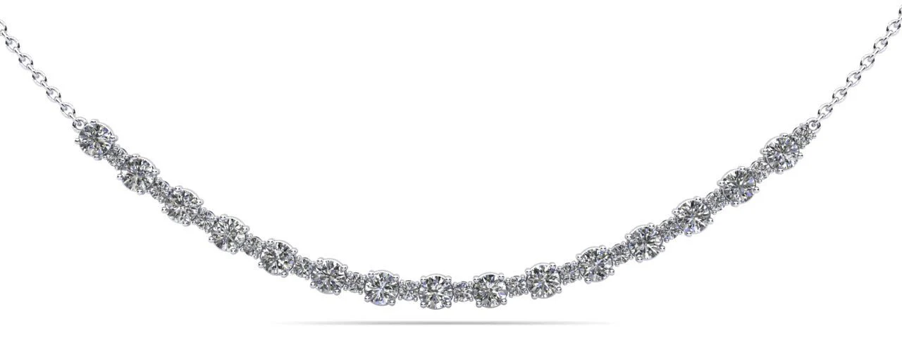 Alternating Diamond Tennis Lab-Grown Diamond Necklace with 2.06 ct.(finished) 1.7mm, 3.1mm - Image 3