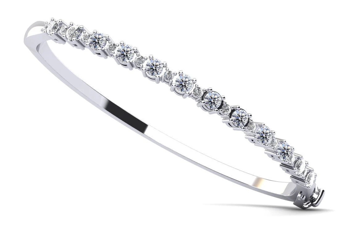 Alternating Diamonds Bangle Diamond with 1.55 ct.(finished) 1.7mm, 3mm