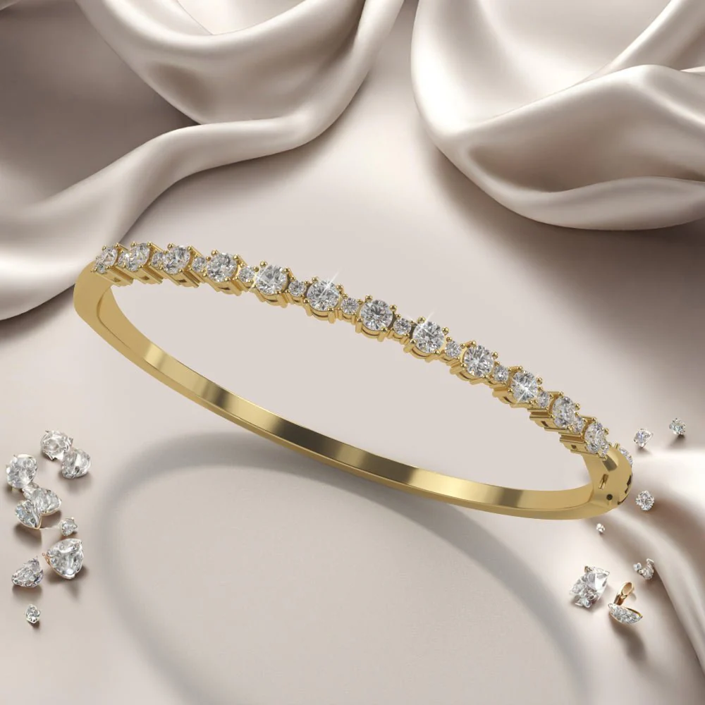 Alternating Diamonds Lab-Grown Diamond Bangle with 1.55 ct.(finished) 1.7mm, 3mm - Image 4