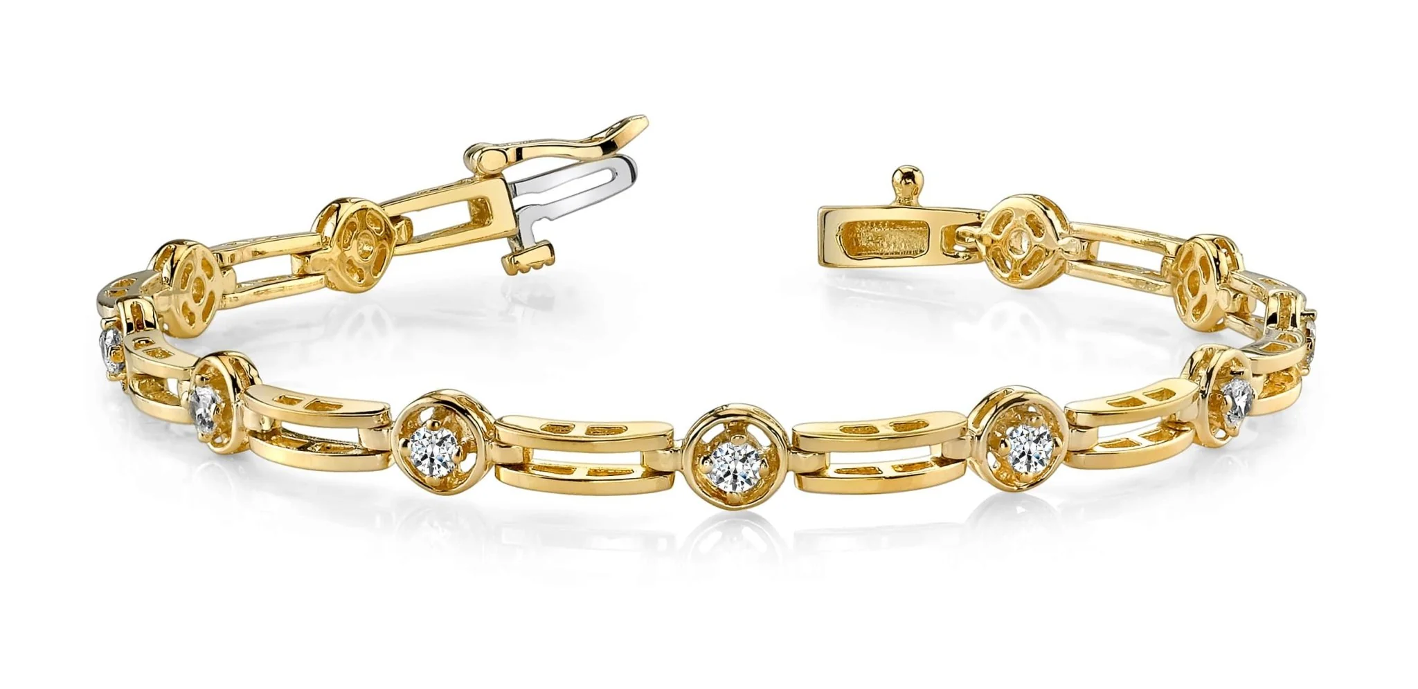 Alternating Round And Bar Link Diamond Bracelet with 0.88 ct.(finished) 2.75mm - Image 3