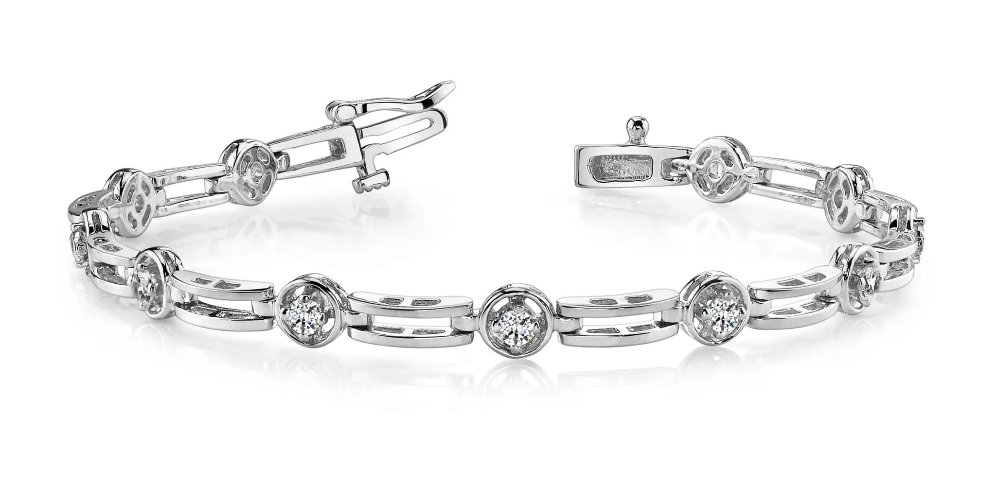 Alternating Round And Bar Link Lab-Grown Diamond Bracelet with 2.50 ct.(finished) 4mm - Image 4