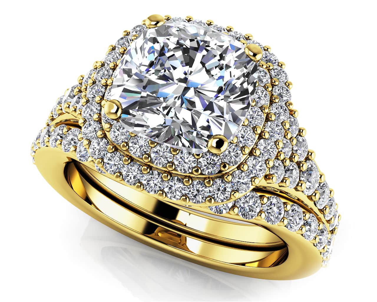 Andrea Love Cushion Cut Bridal Set Diamond with 1.96 ct. (1.00 ct. center diamond) - Image 2