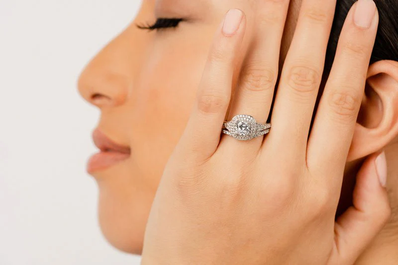 Andrea Love Cushion Cut Lab-Grown Diamond Bridal Set with 1.44 ct. (0.50 ct. center diamond) - Image 4