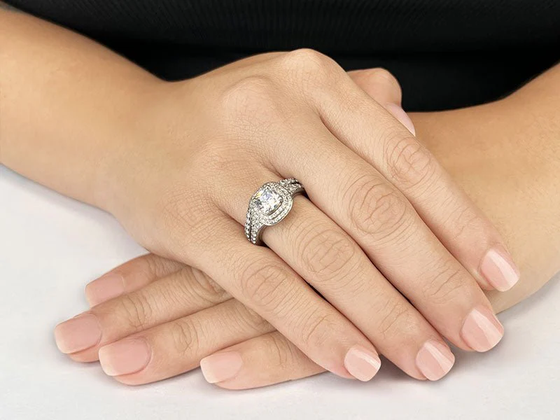Andrea Love Cushion Cut Lab-Grown Diamond Bridal Set with 2.22 ct. (1.25 ct. center diamond) - Image 3