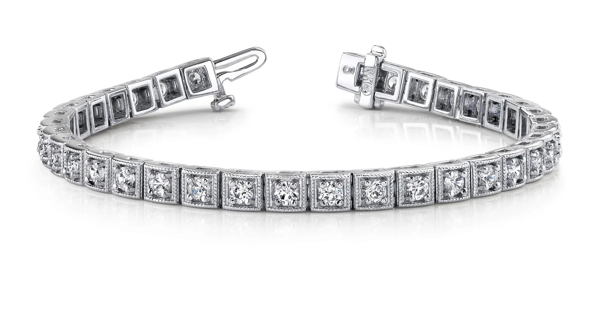 Antique Square Link Diamond Bracelet with 2.93 ct.(finished) 2.7mm - Image 4