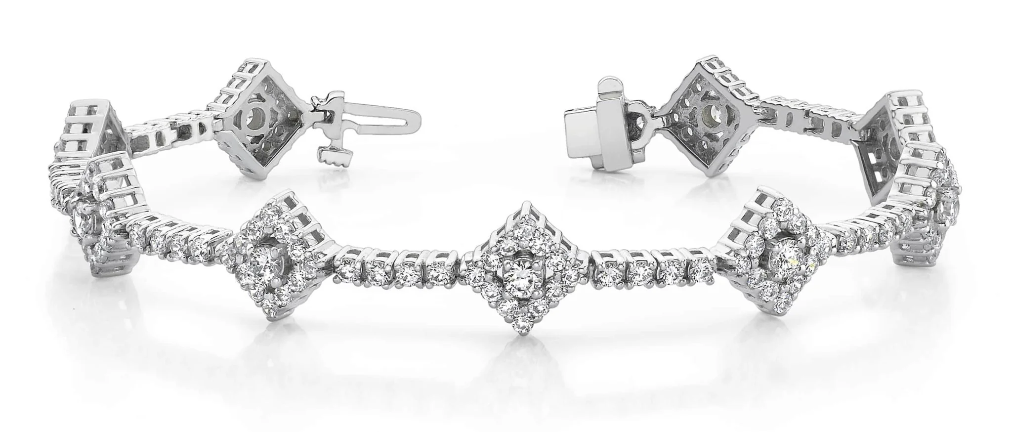 Art Deco Diamond Link Diamond Bracelet with 4.51 ct.(finished) 1.7mm, 2mm, 3mm - Image 3