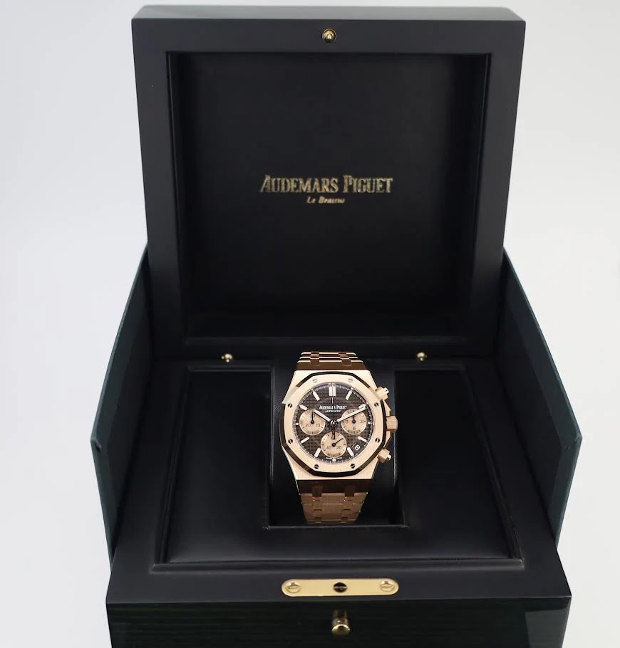 Audemars Piguet Royal Oak 41mm Selfwinding Chronograph Rose Gold Brown Dial Bracelet - 26239OR.OO.1220OR.02 - Image 3