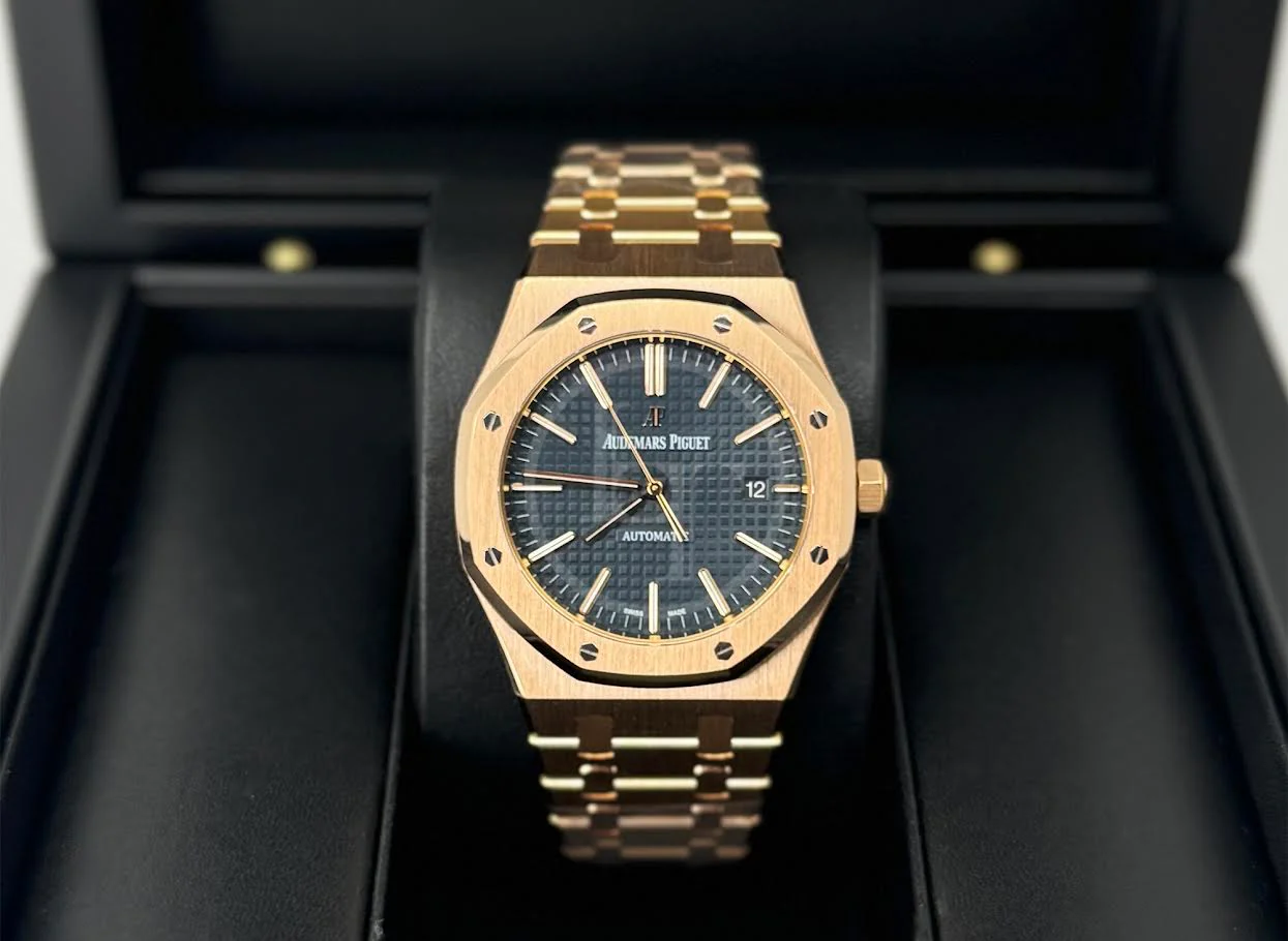 Audemars Piguet Royal Oak Selfwinding Rose Gold 41mm Blue Index Bracelet Watch - 15400OR.OO.1220OR.03 - Image 3