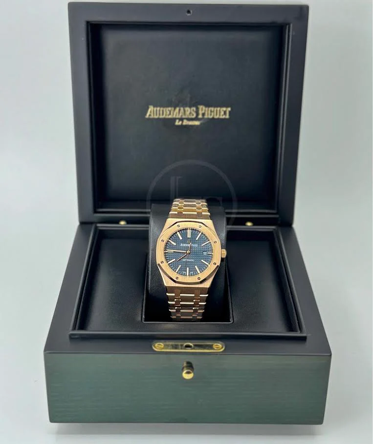 Audemars Piguet Royal Oak Selfwinding Rose Gold 41mm Blue Index Bracelet Watch - 15400OR.OO.1220OR.03 - Image 4