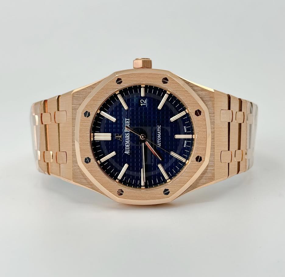 Audemars Piguet Royal Oak Selfwinding Rose Gold 41mm Blue Index Bracelet Watch - 15400OR.OO.1220OR.03 - Image 5