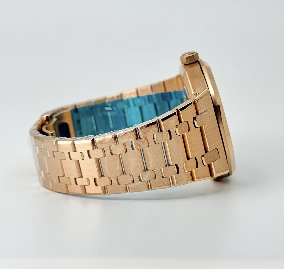 Audemars Piguet Royal Oak Selfwinding Rose Gold 41mm Blue Index Bracelet Watch - 15400OR.OO.1220OR.03 - Image 6