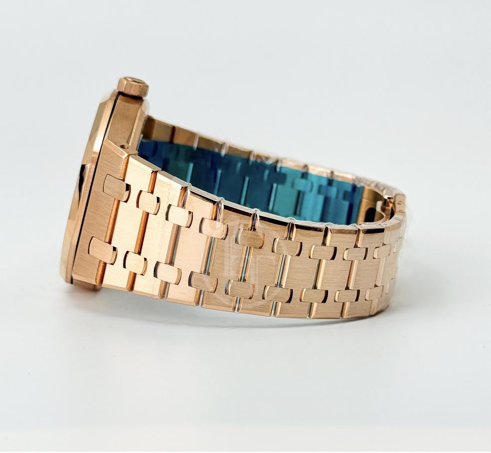 Audemars Piguet Royal Oak Selfwinding Rose Gold 41mm Blue Index Bracelet Watch - 15400OR.OO.1220OR.03 - Image 7
