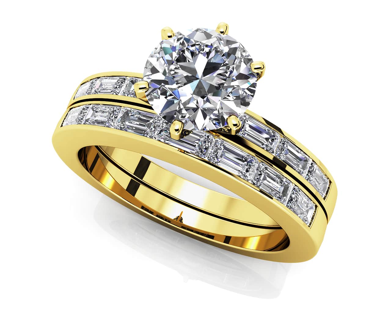 Baguette Bridal Set Diamond  with 1.40 ct. (0.75 ct. center diamond) - Image 2