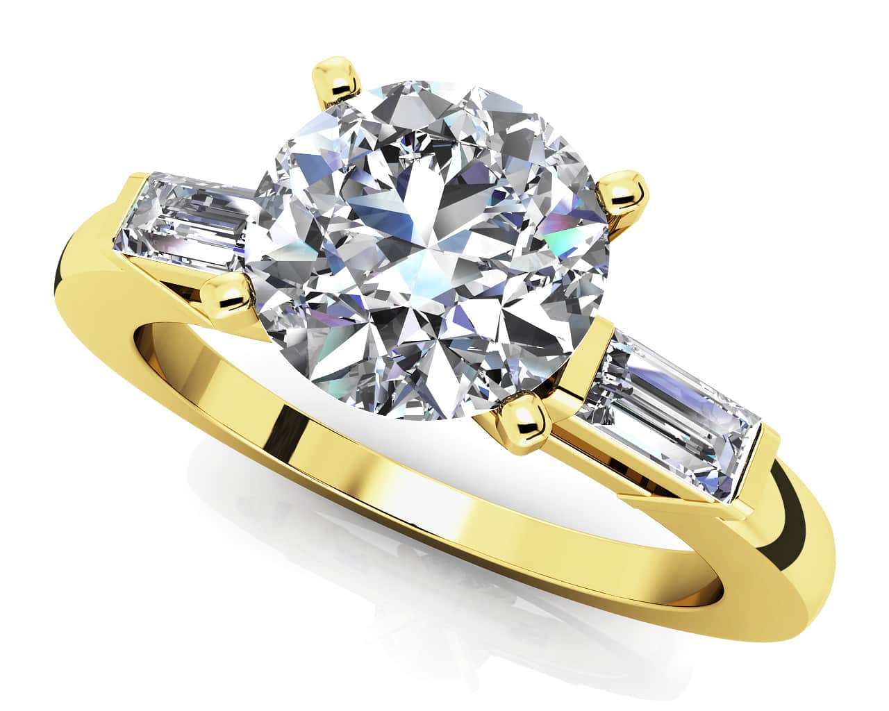 Baguette Three Across Lab-Grown Diamond Engagement Ring   with 2.30 ct. (2.00 ct. center diamond) - Image 2
