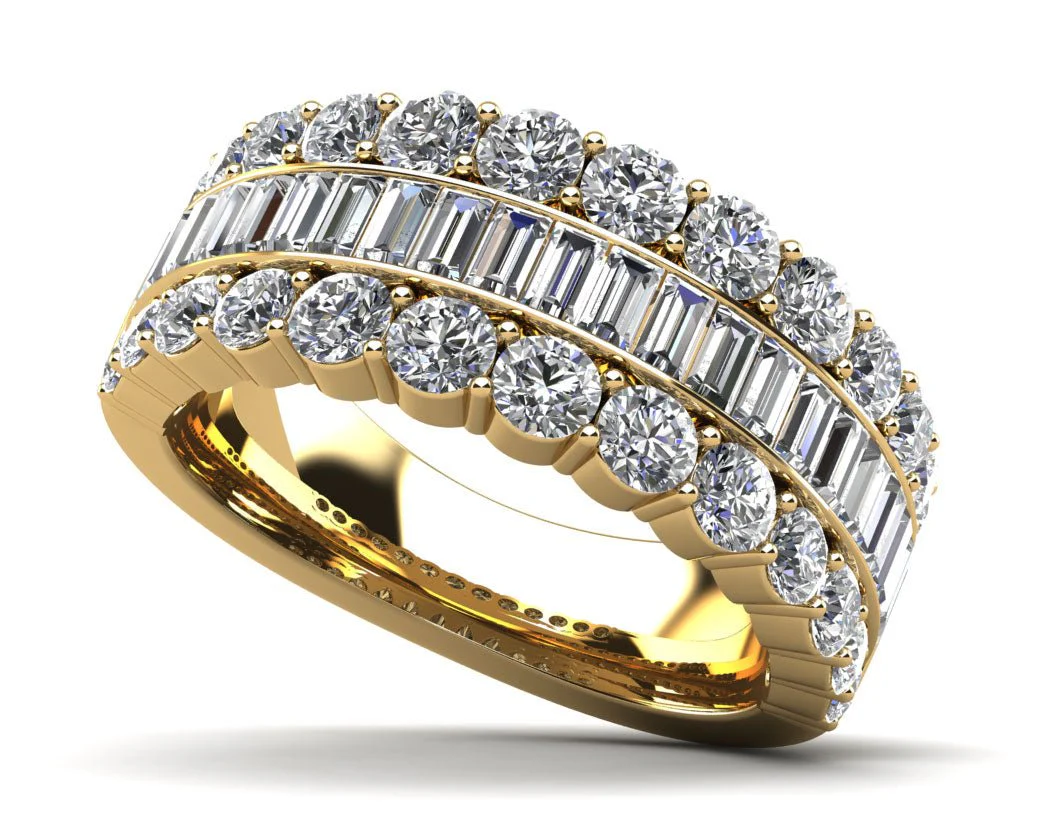 Baguettes and Rounds Lab-Grown Diamond Anniversary Ring with 2.38 ct.(finished) 2.75x1.5mm, 2.3mm - Image 2