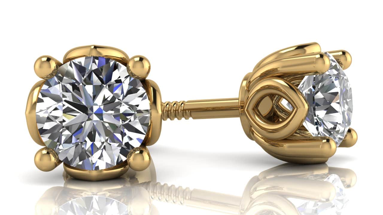 Beautiful Tulip Diamond Stud Earrings with 0.50 ct.(finished) 4mm - Image 2