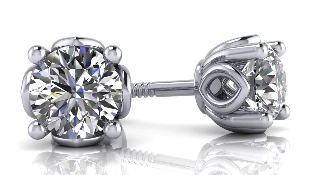 Beautiful Tulip Lab-Grown Diamond Stud Earrings with 1.00 ct.(finished) 5mm